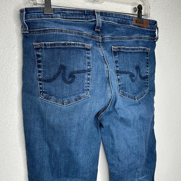 AG Medium Dark Wash Prima Cigarette Leg Whiskered Jeans 30R - Picture 6 of 13